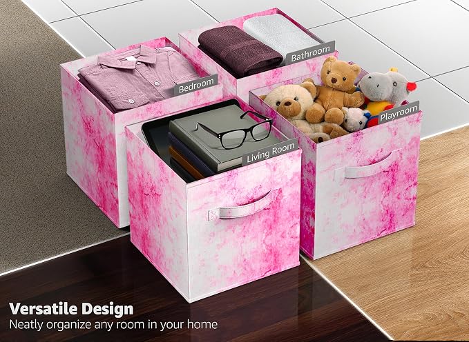 Sorbus Fabric Storage Cubes - 6 Foldable Tie Dye Storage Bins for Organizing Cubbies, Toy Box - Clothes Storage & Closet Organizer - 11 Inch Collapsible Cube Baskets for Shelves with Handle (Tie Dye)