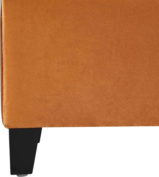 Upholstered Storage Ottoman Bench, End of Bed Bench with Storage Chest, Foldable Foot Rest with Legs for Living Room, Bedroom, Entryway, Dark Gray (Burnt Orange)