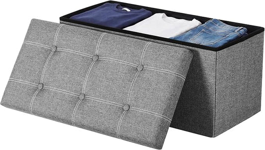 SONGMICS Home Storage Ottoman, 21 Gallons End of Bed Bench, 15.2 x 30.2 x 15.2 Inches, for Bedroom, Entryway, Living Room, Light Gray