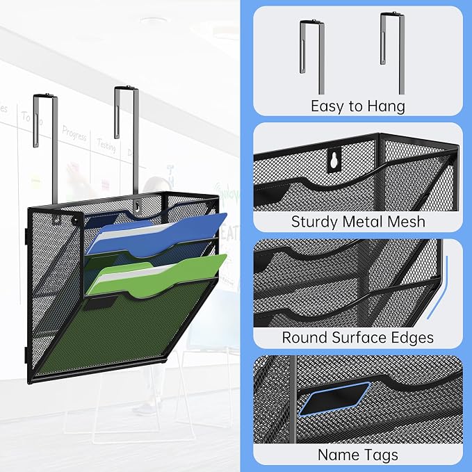Kuntine.B Wall File Organizer Office Hanging Magazine Holder Wall File Organizer for Office Home