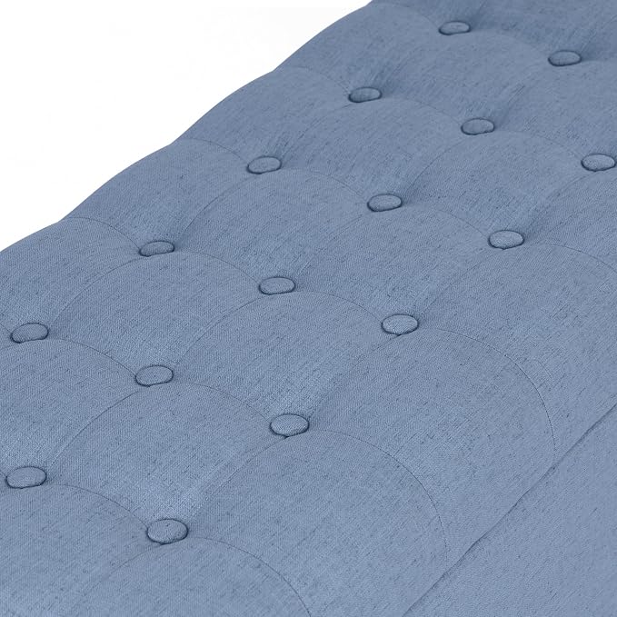 HomePop 48" Modern Tufted Storage Bench - Dusty Blue Woven