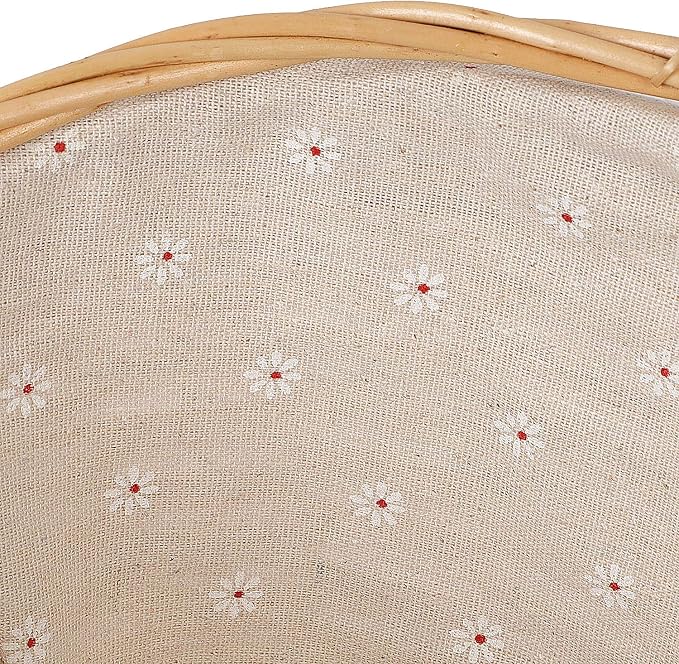 KINJOEK Wicker Woven Basket, 14 x 11 x 6.7 Inch Multipurpose Willow Basket with Handle Premium Linen Cotton Cloth Lining for Storage and Decoration, Natural