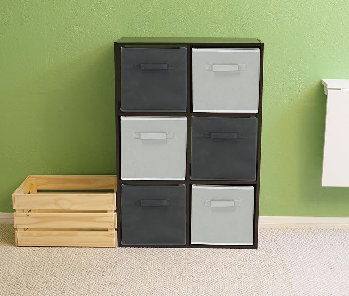 Simple Houseware 11-Inch Foldable Cube Storage Bins, Dark Gray, 6-Pack | Lightweight & Durable Structure Fabric Cubes Organizer for Closet or Shelves