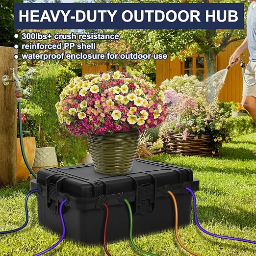 Large Outdoor Electrical Box Waterproof, IP54 Extension Cord Cover Weatherproof Outdoor Outlet Covers, Protect Power Strip, Timer Outlet, Plug, Socket, Holiday Light, Grey (12 x 9X 5 inch)