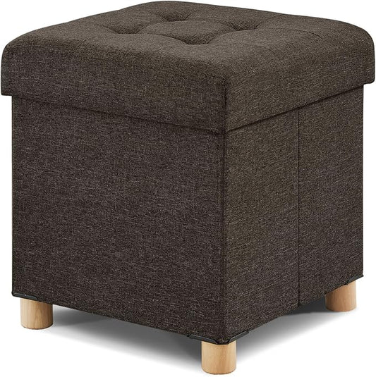 BRIAN & DANY Ottoman with Storage, Square Small Storage Ottoman Foot Rest with Legs, Ottomans Foot Stool for Dorm, Living Room, Entryway 14.8"x14.8"x17.8" (Brown)