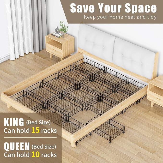 Hleelomi Under Bed Storage with Wheels, 360° Rotating, No-Assembly Underbed Storage Containers, 2PACK