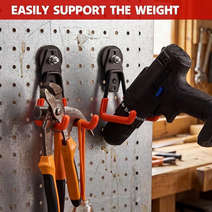 Landhoow 22 Pcs Large Magnetic Hooks Heavy Duty Garage Magnet Hooks Strong Storage Utility Magnetic Hangers with Anti Slip Rubber Coating for Indoor and Outdoor Hanging (Orange)