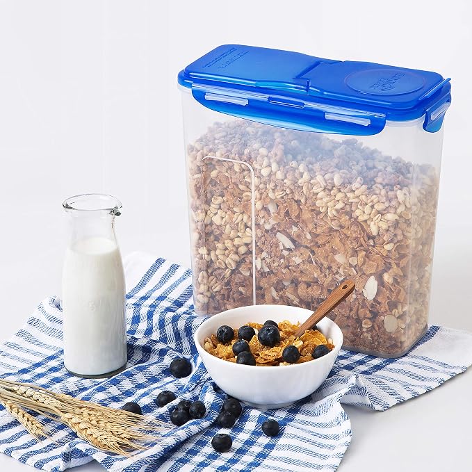 LOCK & LOCK Easy Essentials Food lids (flip-top) / Pantry Storage/Airtight containers, BPA Free, top-16.5 Cup-for Cereal, Clear (Pack of 2)