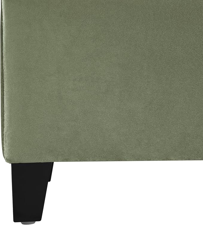 Upholstered Storage Ottoman Bench, End of Bed Bench with Storage Chest, Foldable Foot Rest with Legs for Living Room, Bedroom, Entryway, Dark Gray (Pale Green)