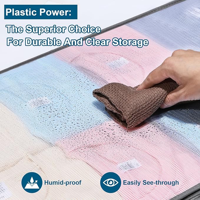 2 Pack Under Bed Storage Containers Bins, Humid-Proof Plastic Underbed Storage Bins, Clothes Storage and Organization Bags, Under the Bed Blanket Storage with Handles for Clothes, Bedroom