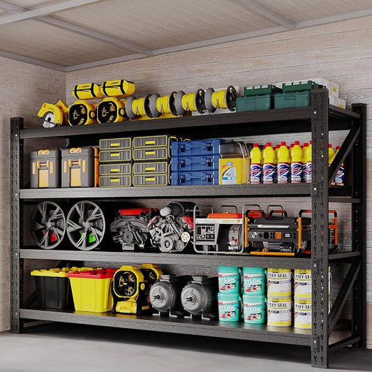 BYNSOE 77" W Storage Shelves 9000lbs Garage Metal Shelving Heavy Duty Garage Shelves Adjustable Storage Shelves for Industrial, Factory,(77" W X 24" D X 70" H)