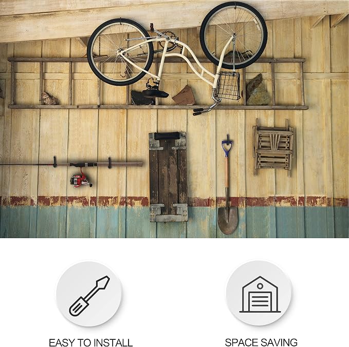 Road Bike Hooks for Garage Wall, 6 Pack Heavy Duty Bicycle Hangers for Hanging, Wall Mount Bicycle Storage for Ceilings, No Drill Large Ceiling Hooks for Hanging Plants