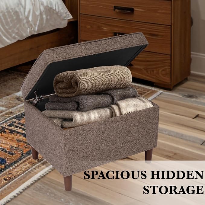 Spatial Order 24" Dinah Collection Storage Ottoman - Chocolate Brown