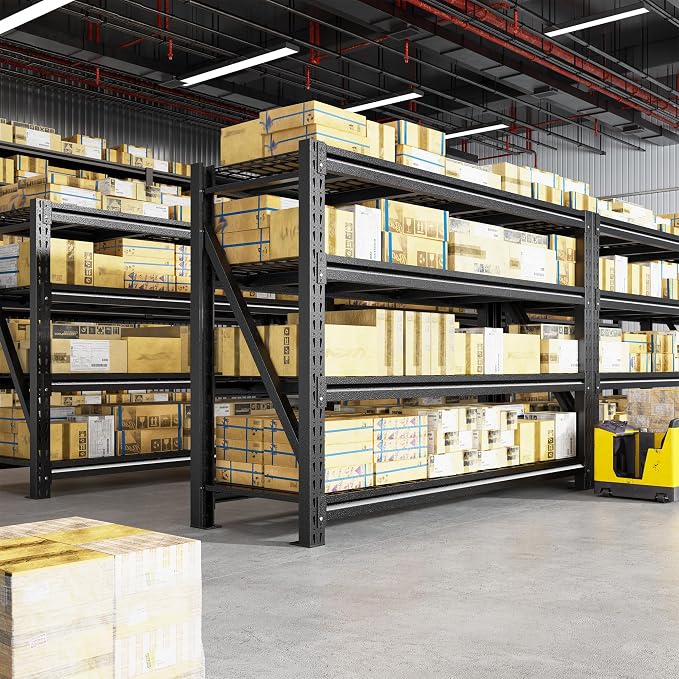 Romorgniz 5020LBS Heavy Duty Garage Shelving, 68.2" W Storage Shelves with Wire Deck, Rust/Water Resistant, 4 Tier Adjustable Industrial Shelving for Warehouse Basement, 23.5" D Deep x 72" H, 2PC