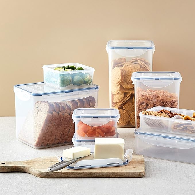 LocknLock Easy Essentials Pantry Airtight Rectangular Tall Food Storage Container, Pasta Box 68-oz/ 8.5-cup (Pack of 2)