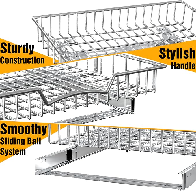 Simple Houseware Under Cabinet Pull Out Sliding Shelf Drawer, 18Dx17W | for Kitchen Organizer