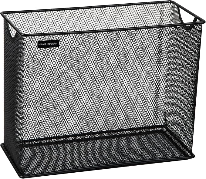 Mind Reader Vertical File Storage, Desktop Organizer, Hanging Files, Office, Metal Mesh, 12.25"L x 5.5"W x 10"H, Black
