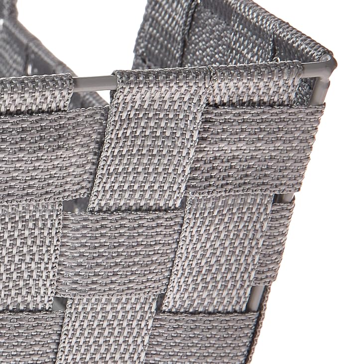 Simplify Large Shelf Woven Strap Tote | Decorative Storage Basket | Built in Handles | Organization | Closet | Bedroom | Bathroom | Nursery | Accessories | Toys | Gifts | 1 Pack | Heather Grey