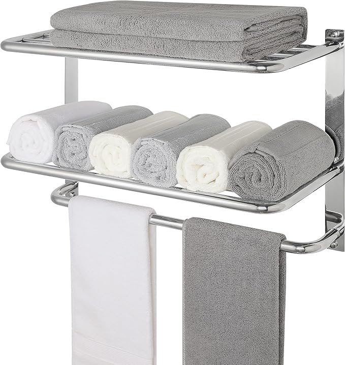3-Tier Bathroom Towel Rack, SUS 304 Wall Mount, Brushed Nickel