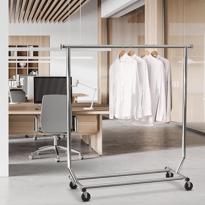 Simple Houseware Supreme Commercial Grade Clothing Garment Rack, Chrome | Holds Up to 250 lbs, Extendable Width from 50.25 to 75.25 Inches