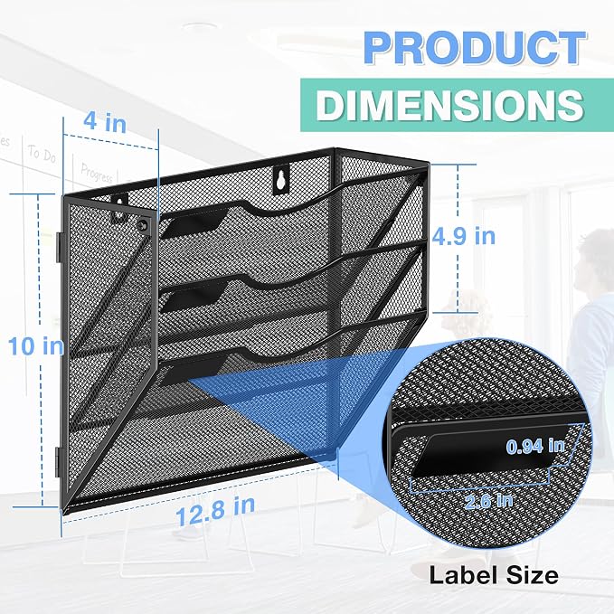 Kuntine.B Wall File Organizer Office Hanging Magazine Holder Wall File Organizer for Office Home