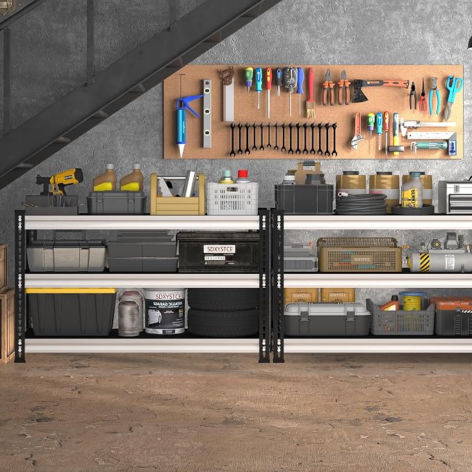 48" W Garage Shelving Heavy Duty, 1500LBS Loads Adjustable Garage Storage Shelves, 3-Tier Metal Shelving Units and Storage Racks, Industrial Utility Shelf,48" Wx18 Dx39 H, White