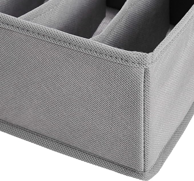 Amazon Basics Deep Drawer Organizer for Clothes, Collapsible Storage Boxes for Socks, Underwear and Baby Items, Set of 4, Gray | Pack of 2