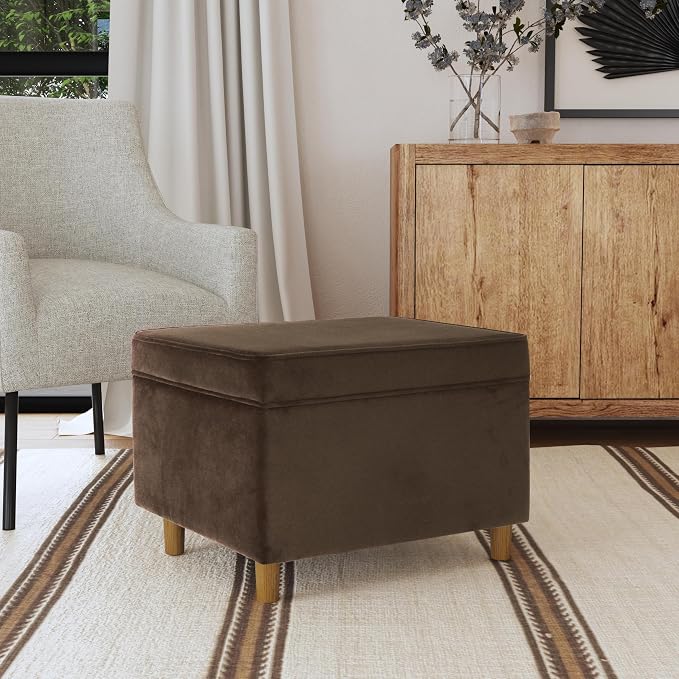 Spatial Order 24" Dinah Collection Storage Ottoman - Chocolate Brown Velvet