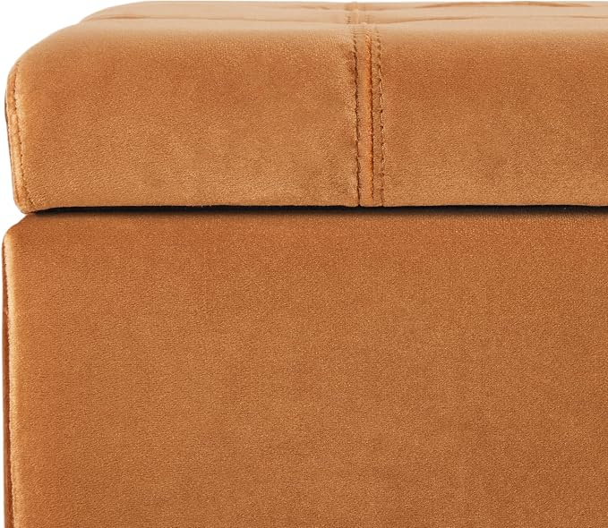 Upholstered Storage Ottoman Bench, End of Bed Bench with Storage Chest, Foldable Foot Rest with Legs for Living Room, Bedroom, Entryway, Dark Gray (Burnt Orange)