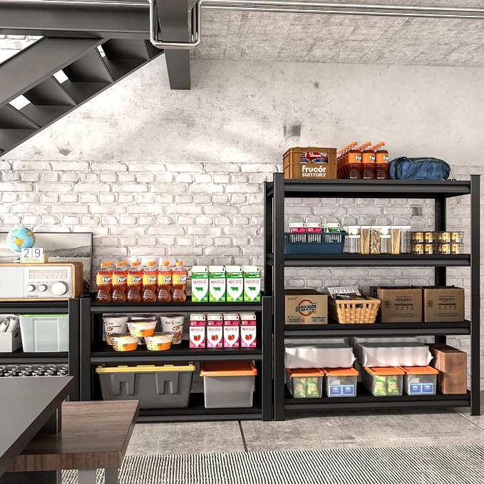 48" W Garage Shelving Heavy Duty, 2200LBS Loads Adjustable Garage Storage Shelves,4-Tier Metal Storage Racks and Shelving Units, Utility Rack Shelves,48" W x 16" D x 63" H,Black