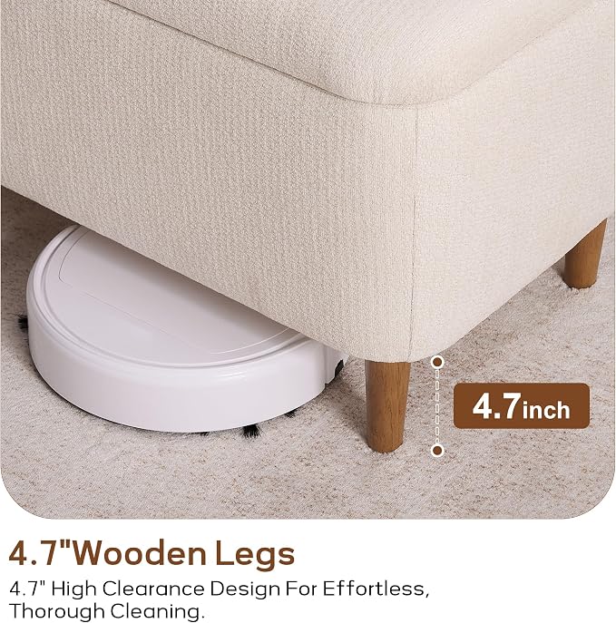 39.4”Ottoman with Storage Set of 2,Upholstered Comfy Storage Bench Ottoman with Wooden Legs,End of Bed Bench Footstool for Hallway Entryway Bedroom Living Room Corner Beige