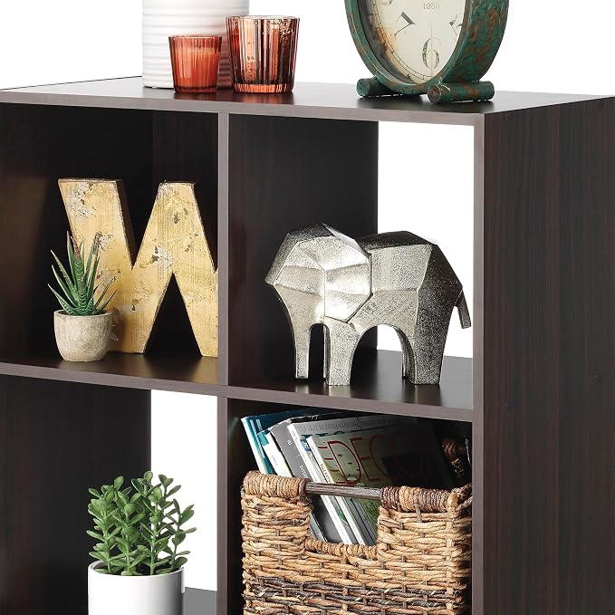 Whitmor 6 Cube Storage Organizer, 3 Tier Stackable Mdf Wood Bookcase, Open Storage Display Bookshelf, Storage Cabinet for Living Room, Bedroom, Home, Office, 23.7"L x 11.7"W x 35.2"H, Espresso