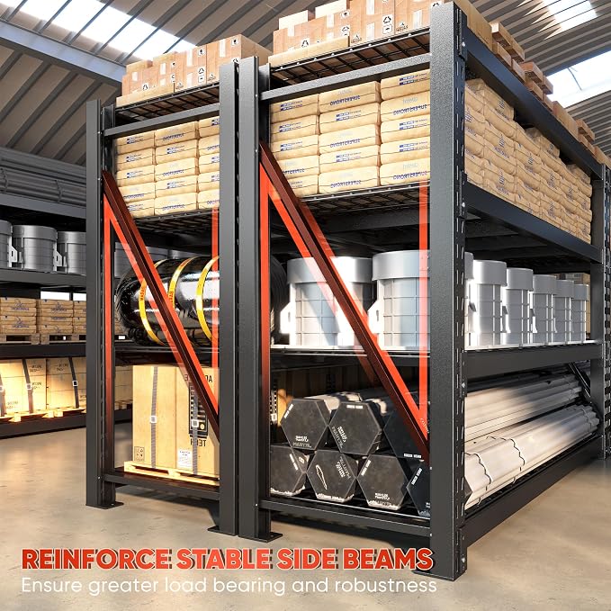 Bepatio 9400LBS Garage Shelving Heavy Duty, 72'H Storage Shelves Metal Shelving Unit, 4Tier Storage Rack Shelf,Adjustable Industrial Shelving for Warehouse Commercial,72'Hx68'Wx23.7'D,2PCS