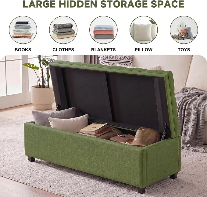 Mangodan 50 Inch Large Storage Ottoman, Tufted Ottoman with Storage | End of Bed Ottomans for Living Room, Bedroom, Modern Entryway Benchs