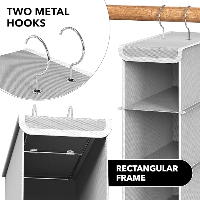 Simple Houseware 2 Pack 10 Shelves Hanging Shoe Organizer, Gray | Dual Metal Hooks, Holds Up to 20 lbs, for Narrow Space
