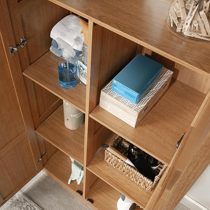 Sauder Select Storage Cabinet, Pantry Cabinet Kitchen Storage with Adjustable Shelves, Bathroom Storage Cabinet, in Highland Oak