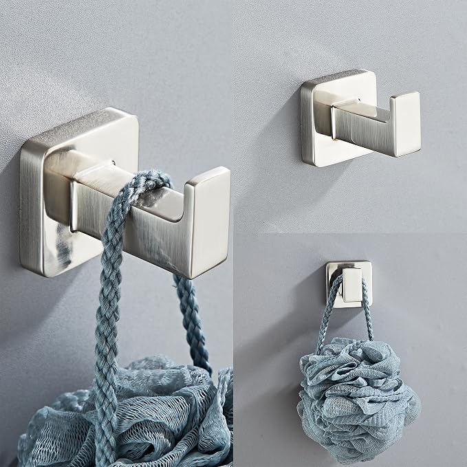Brushed Nickel Bathroom Hardware Set 4 Pieces,Towel Bar Set Stainless Steel Wall Mounted, Includes 16In Hand Towel Bar, Towel Ring, Robe Towel Hooks,Toilet Paper Holder, Bathroom Towel Rack Set…