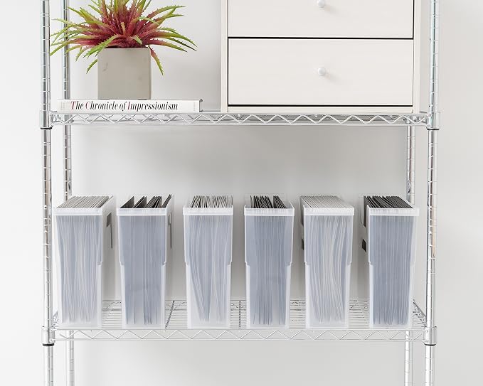 IRIS USA 6-Pack Small Desktop File Box with Open Lid, Clear | Organize paperwork, mail, magazines, and office supplies with portable storage for desks, classrooms, and home workspaces