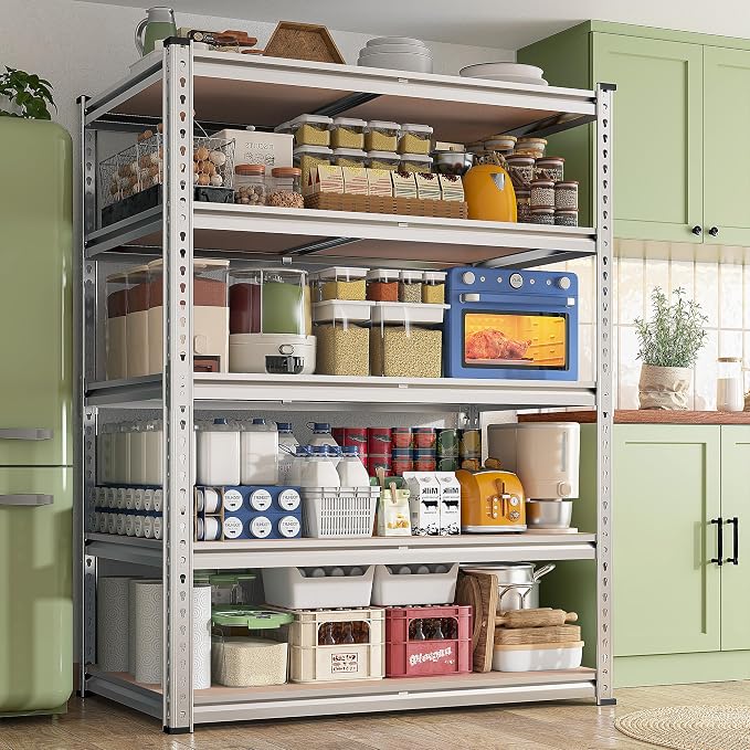 REIBII 2020LBS Garage Shelving Heavy Duty 5 Tier Storage Shelves Adjustable Metal Shelving for Basement, Warehouse, Pantry, Closet, Kitchen, Easy Assembly, 72" H x 36" W x 16" D, Galvanized