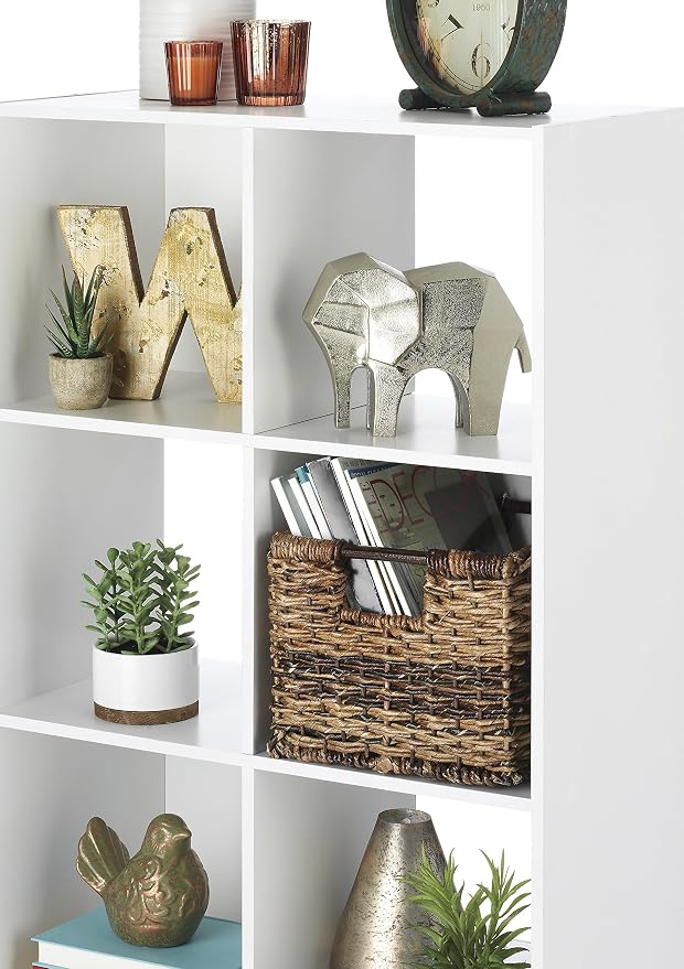Whitmor 6 Cube Storage Organizer, 3 Tier Stackable MDF Wood Bookcase, Open Storage Display Bookshelf, Storage Cabinet for Living Room, Bedroom, Home, Office, 23.7" L x 11.7" W x 35.2" H, White