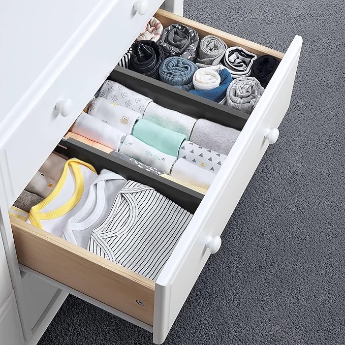 Utoplike Bamboo Kitchen Drawer Divider, Black Utensil Drawers Organizer | Adjustable, Spring Loaded, Works in Kitchen, Dresser, Bathroom, Bedroom, Drawer, Desk, 2.4" H, Fit 17.8"-20.6" Inner Drawer
