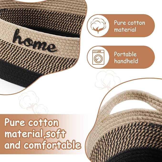 Dog Toy Basket Woven Baskets for Organizing Rope 22"X11"X7.9" Large Storage Basket with Handle Cute Cotton Nursery Gift Dog Toy Bins Organizer-Light Beige