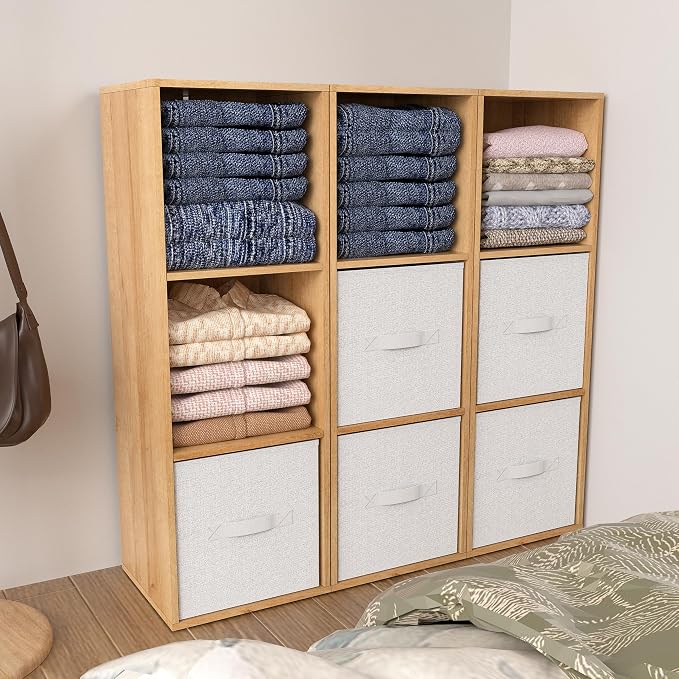 3 Cube Storage Organizer,Cube Shelf，3 Tier Cube Low Bookcase Freestanding Storage Display Organizer, Three-Cubes Open Shelf Bookshelf for Home Office (Oak, 3-Cube)