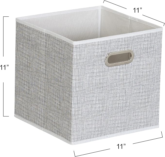 Household Essentials White Mix Set of 6 Open Fabric Cube Storage Bins, 11 x 11