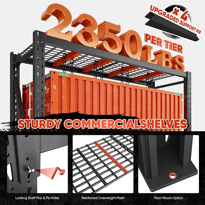 Bepatio 7050LBS Heavy Duty Garage Shelving,68''W Storage Shelves Metal Shelving Unit, 3 Tier Shelf,Adjustable Industrial Shelving for Warehouse Commercial Storage Rack,68''Wx23.7''Dx66''H