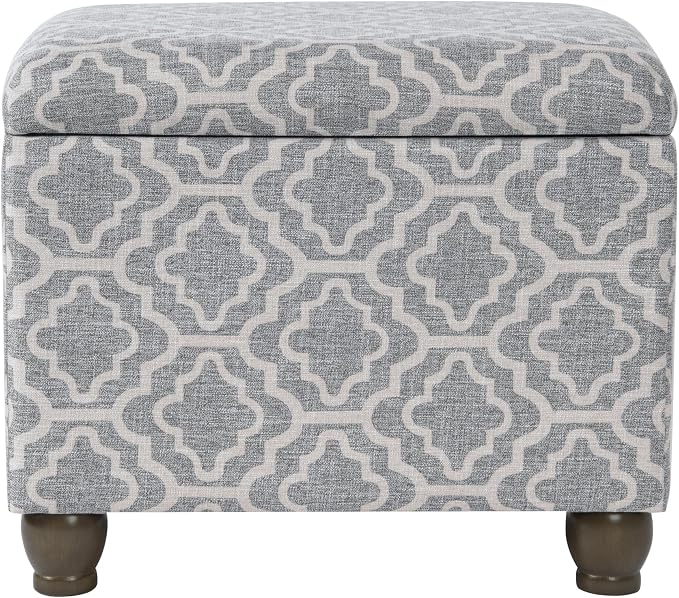 Spatial Order 22" Medium Rectangular Storage Ottoman - Gray Geometric