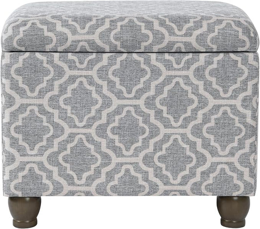 Spatial Order 22" Medium Rectangular Storage Ottoman - Gray Geometric