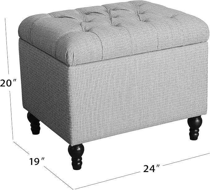 Spatial Order 24" Button Tufted Storage Ottoman - Pewter Gray