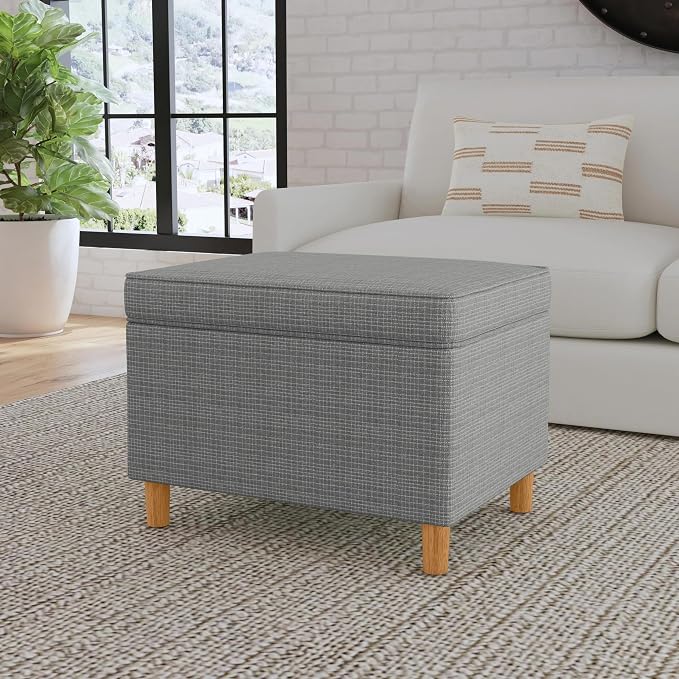 Spatial Order 24" Dinah Collection Storage Ottoman - Sage Mini Grid Pattern