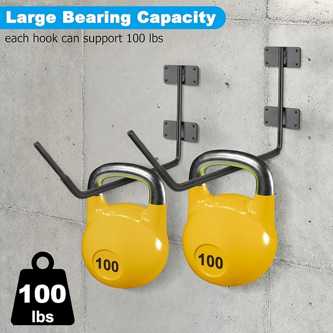 RedCall Kayak Storage Rack,Heavy Duty Kayak Wall Mount Hooks for Garage Utility Storage Hangers, 100LB Garage Hooks for Canoes, Snowboard, Surfboard, Skiis, Paddle Boards, Ladders, Bikes